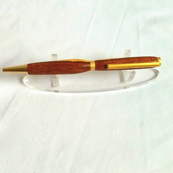Hand Crafted Artisan Two Tone Wood with Gold Tone Fittings  Writing Pen - Picture 2 of 6
